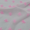 Tessuto a rete in nylon 100% floccato con fiocco rosa