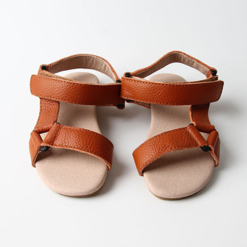 Sandales d&#39;été en cuir véritable pour fille Triangle