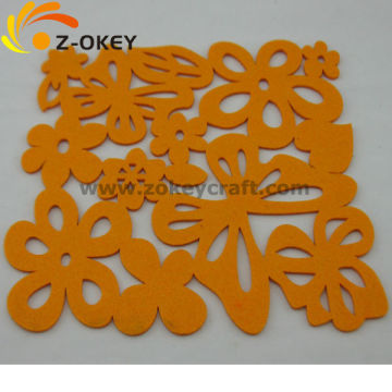 latest style Square shape felt coasters set with flowers shape