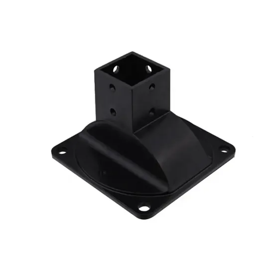 Black post base bracket for aluminum profile
