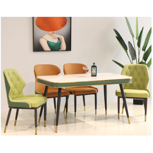 Combinación de mesa y silla de comedor de mármol moderno nórdico