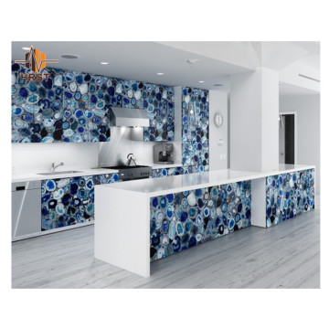 Lastra di agata blu trasparente per la decorazione del ristorante dell'hotel