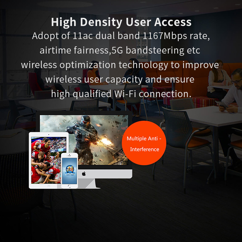 Tenda W18E Enterprise Wireless WiFi Router Gigabit Version 2.4G 5GHz Dual-Band 1167Mbps Wi-Fi Repeater with 4 High Gain Antennas