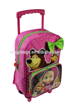Lovely Design Cartoon Kids School Trolley Bag