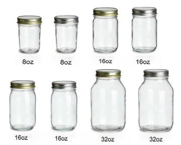 1oz-16oz Mason Jars/ Glass Jars with Metal Caps, Glass Bottle