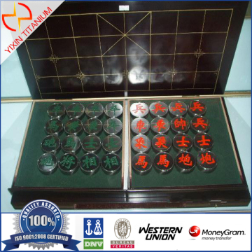 Titanium alloy Chess with wooden chessboard