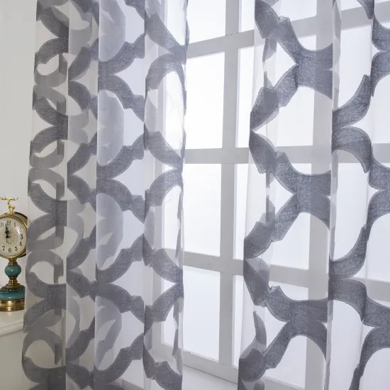 Modern European & American Style Semi-Transparent Voile Jacquard Sheer Curtains for Living Rooms, Hotels, and Hospitals