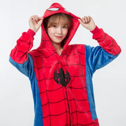 Spiderman Design Soft Flannel Child Hooded Pajamas