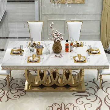 Dining room furniture round marble wood table top