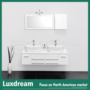White Wall Mounted Bathroom Vanity with Side Cabinet