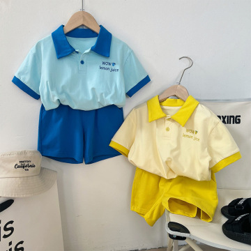 Vestuário infantil de verão camisa pólo de mangas curtas