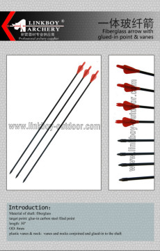 Linkboy LBA008-3A bow and arrow Fiberglass arrow with glued-in point and vanes/nock archery arrow for hunting 3 plastic vane