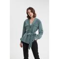 Women's front button lapel long sleeve blouse