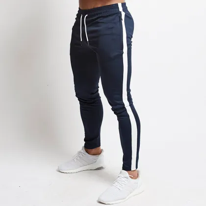 2020 Fitness Joggers Men Quick Dry Running Pants Men Cotton Bodybuilding Sweatpants Sport Jogging Pants Men Striped Pencil Pants