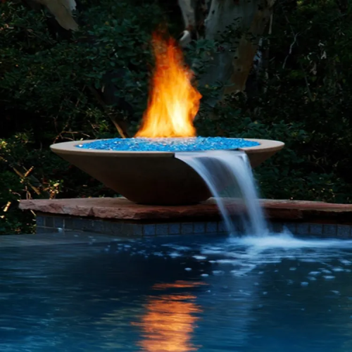 gas beach fire pit waterfall bowl fire pit