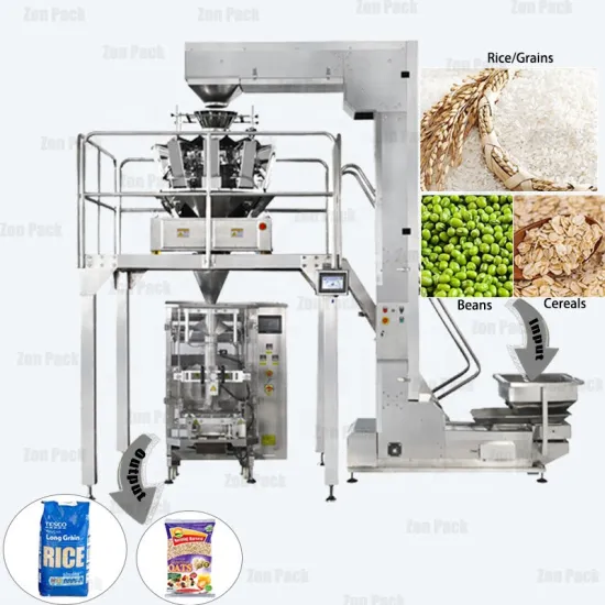 Fully Automatic Bean Grain Nut Weighing and Packaging Machine - 1kg to 5kg VFFS Rice Packing Solution