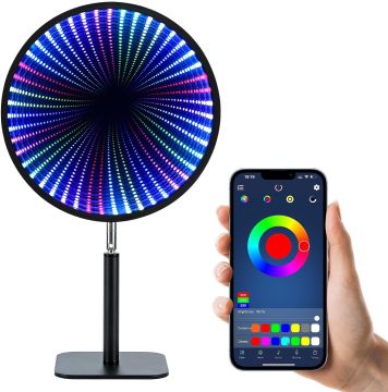 LED 3D Illusion Mirror Lamp: Infinity Space Time Tunnel RGB Neon Gaming Desk Table Lamp for Kids' Birthday & Christmas Gifts