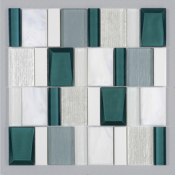 Geometric arrangement art modern glass mosaic tiles