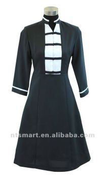 Black Half Sleeve Waitress Dress,suitable for hotel use