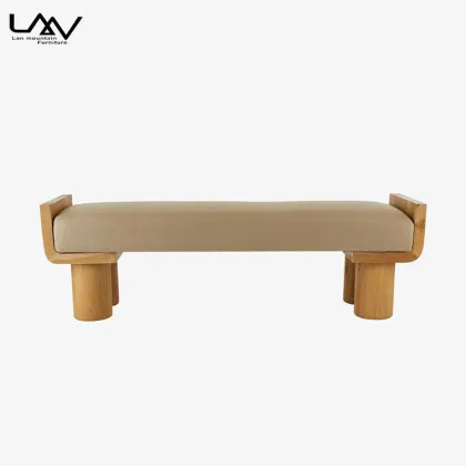 Nordic Solid Wood Hotel Bedroom Bench Furniture