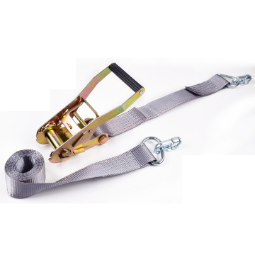 2" 5000kgs 50mm Long Plastic Handle Ratchet Buckle Tie Down Grey Straps With White Double Stud Fitting