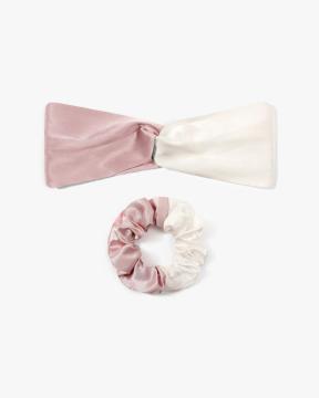 Set di accessori per capelli in seta a contrasto di colore Fasce elastiche per capelli Fasce per capelli da donna Fasce elastiche per capelli in seta morbida Fiocchi Accessori per capelli