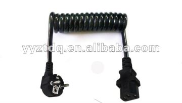 Spiral cable with CEE 7/7 Schuko plug IEC 320 C13 connector