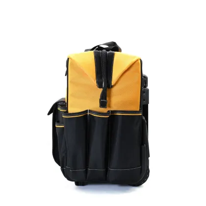 Rolling Tool Bag Yellow Black Large Capacity Trolley