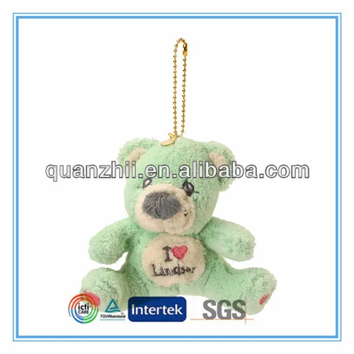 Plush bear with embroidery heart keychain