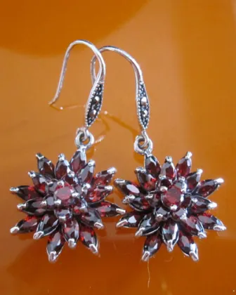 Thai silver garnet and marcasite earrings