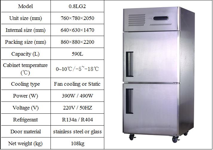 0.8LG2 CFC Free Big Capacity Double Door Stainless Steel Refrigerator for Kitchen with CE Approval Made in China