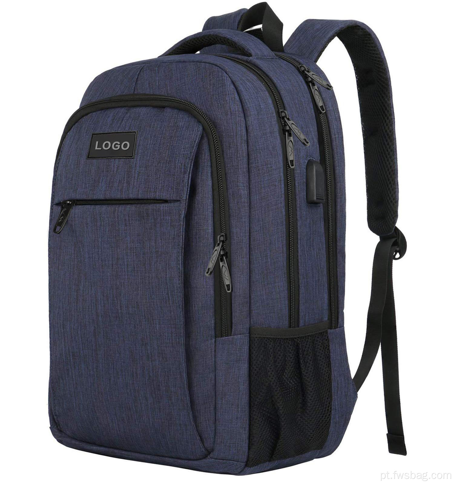 Computador de grande capacidade multifuncional com mochilas USB Chevron Canvas Computer Laptop Bags