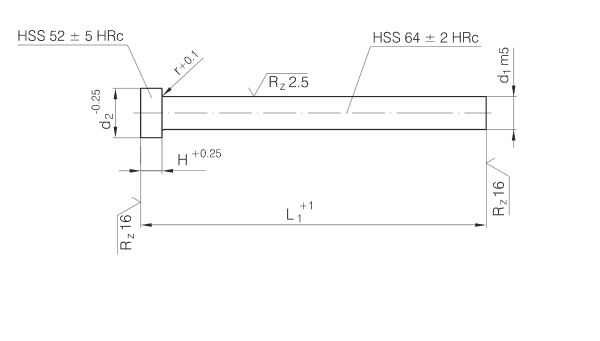 ISO8020 Cylindrical Head Punch HSS WS HWS Material