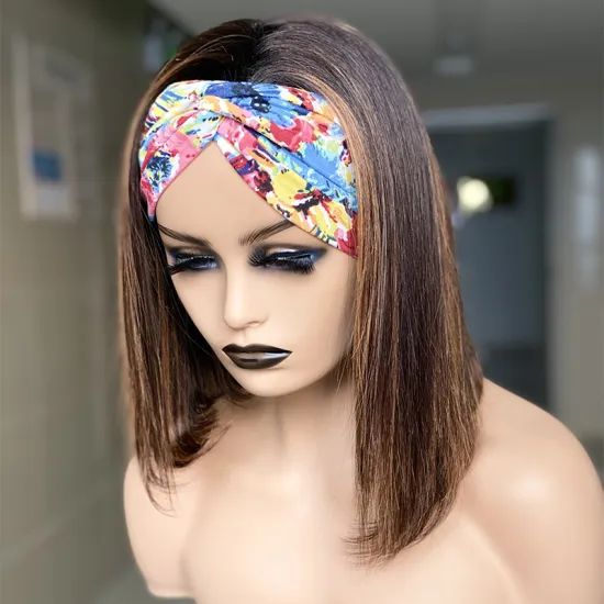 FAZHIYUAN Highlight Brazilian Colorful Silky Straight  Short  Bob  headband wig synthetic in synthetic hair wigs