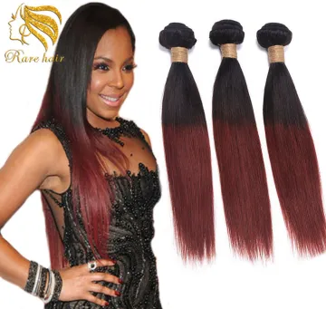 Lsy Sew In Human Hair Weave Ombre Color Dark Wine Color 99J Brazilian Hair Dye 99J Ombre Braiding Human Hair Extensions