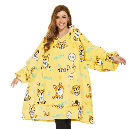 Snuggy Reversible Sherpa Hooded TV Snuggle Blanket for Adults