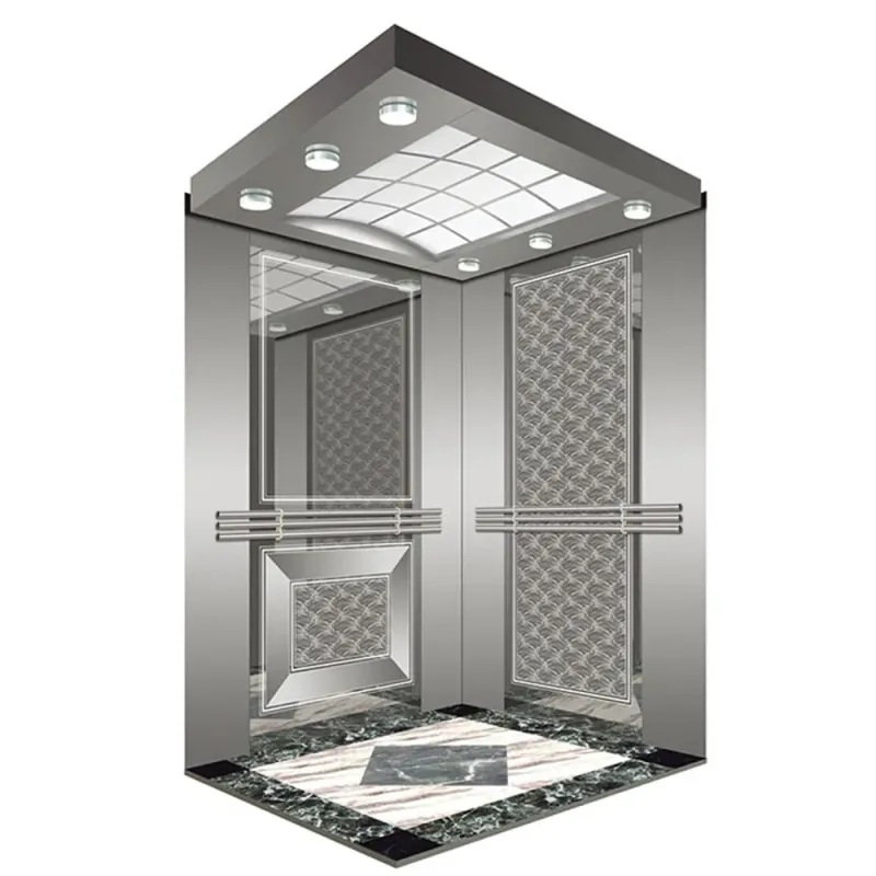 1600kg Mirror Etching Stainless Steel Small Machine Room Passenger Elevator