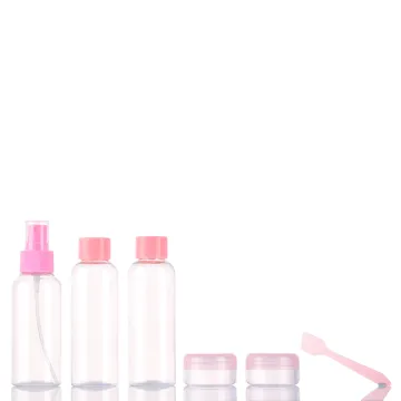 6pcs plastic 50ml 80ml travelling set shampoo 10ml cream jar cosmetic bottle travel kit