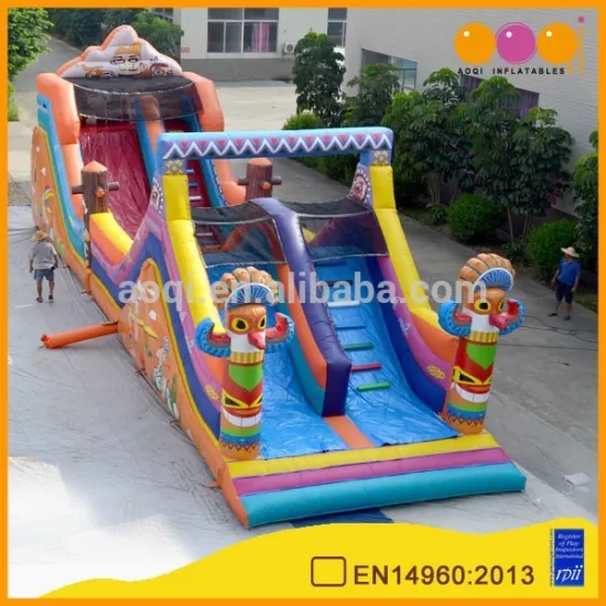 AOQI with free EN14960 certificate long inflatable slide obstacle for sale