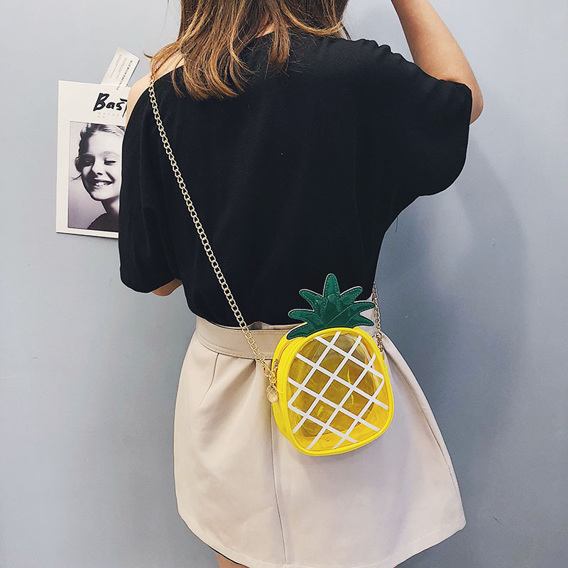 Small Transparent Jelly Bags for Women 2020 Package Crossbody Bag Fresh Pineapple Shape Chain Messenger Shoulder Bag Female