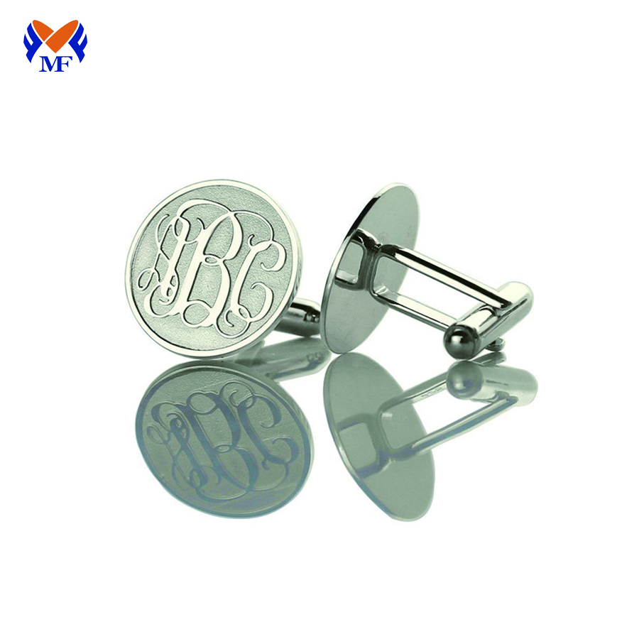 Custom made round embossed logo cuff links