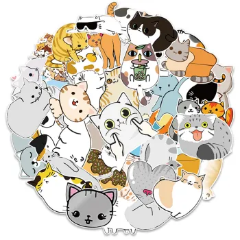 Cute Cartoon Kitten Stickers – Waterproof Wholesales for Suitcases, Cars, Water Cups, and Phones