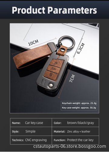 VW ID4 Polo Golf Touran 3 Button Zinc Alloy Key Fob Cover