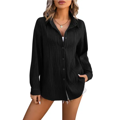 2024 Women's Spring Summer New Wave Texture Loose Fashion Shirt