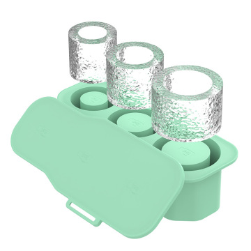 With Lid 3 Square 30-40oz Water Cup Ice Lattice 5 Hours Molding Easy Release Food Grade Silicone Ice Cube Mold With Handle