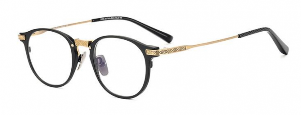 Retro Titanium Designer Black Oval Glasses
