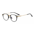 Retro Titanium Designer Black Oval Glasses