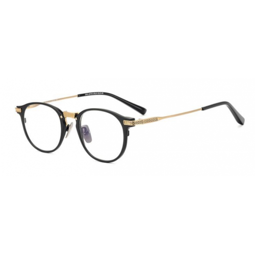 Retro Titanium Designer Black Oval Glasses