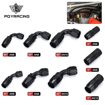 Black AN6 8 10 Straight & 45 90 Degree Oil Fuel Swivel Hose End Fitting Kit