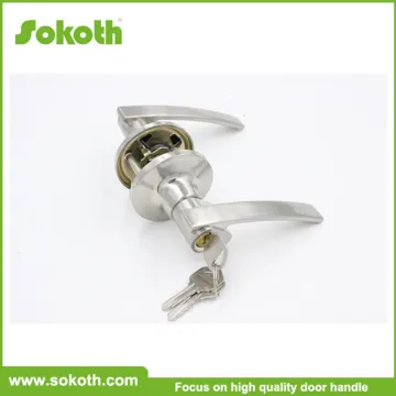 Tubular lever lock for bathroom in Brushed Nickel Finish